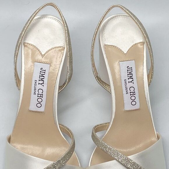 Jimmy Choo Plum Satin & Glitter Slingback Sandals size 38.5 - Picture 4 of 12